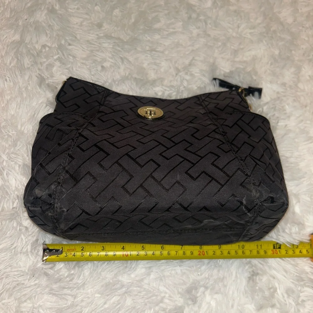 Tommy Hilfiger Black Signature hobo bag purse tote